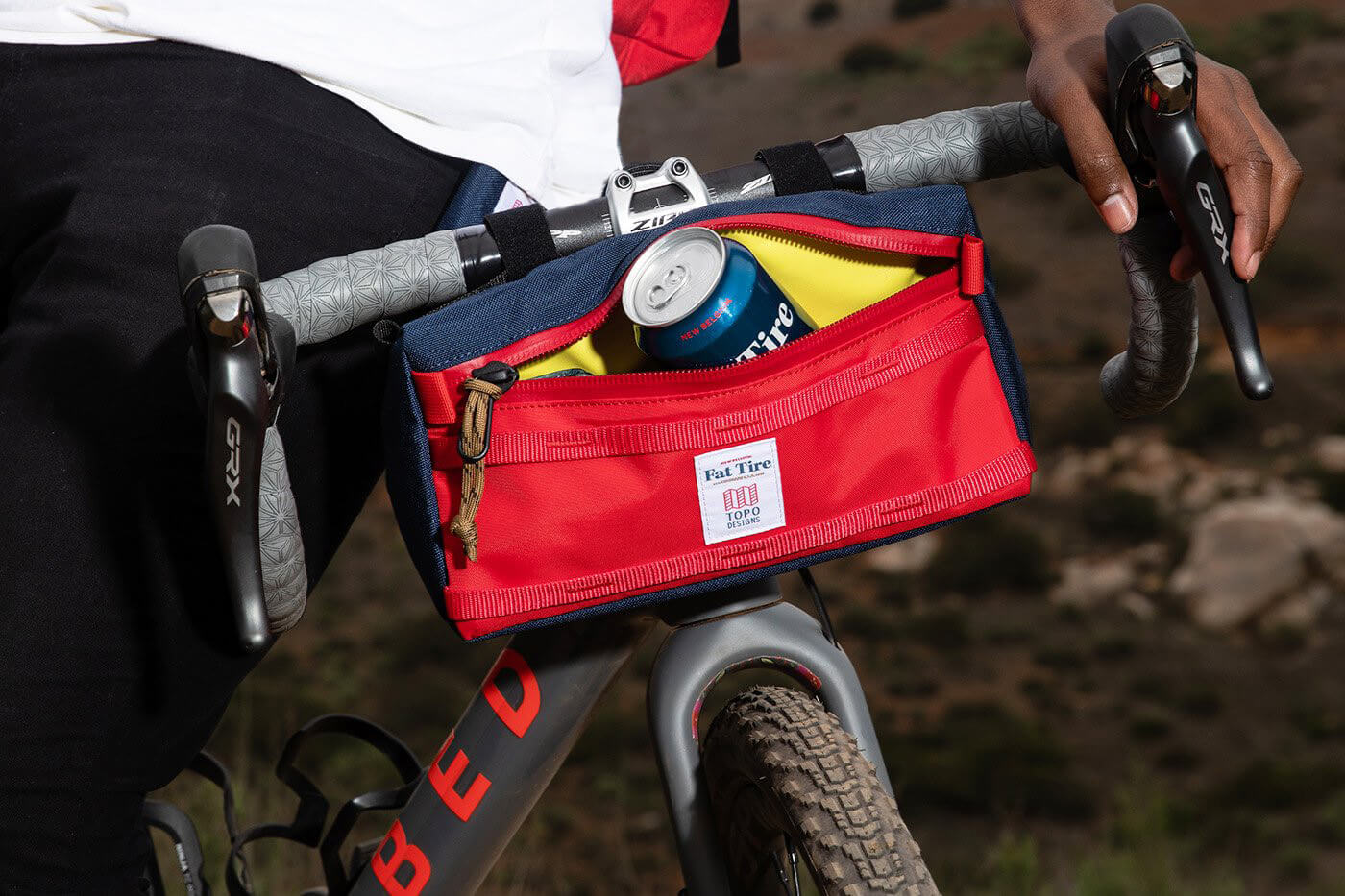 Close up of "burrito bag" on an Obed bike