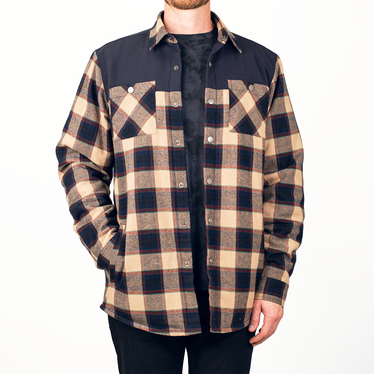 Flannel Jacket - Navy/Tan Plaid