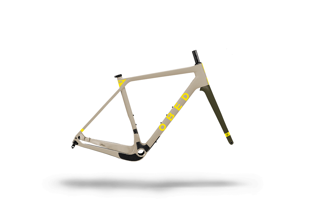 Pieces of the OBED GVR gravel bike frameset	